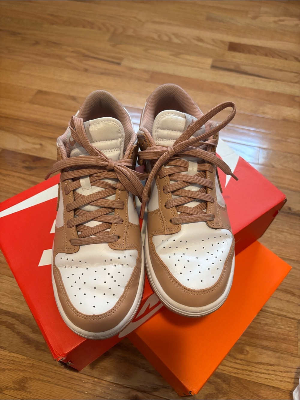 Nike Dunk Low Rose Whisper and White Casual Sneakers - Picture 4 of 10